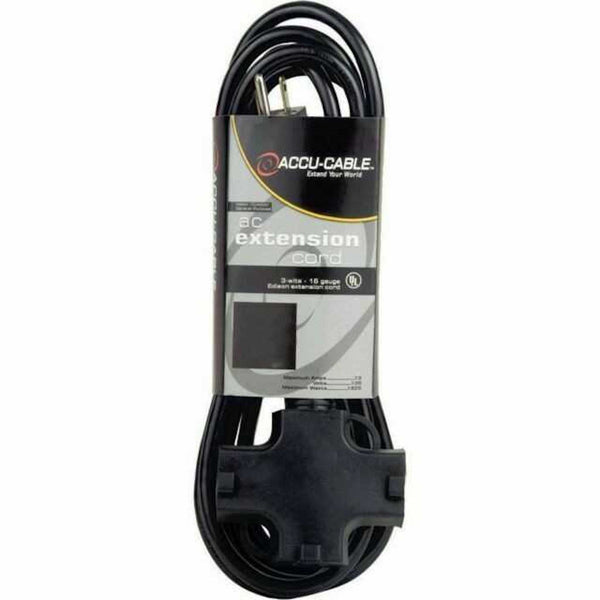 American DJ 10 Foot 12/3 Black AC Cable with Triple Tap