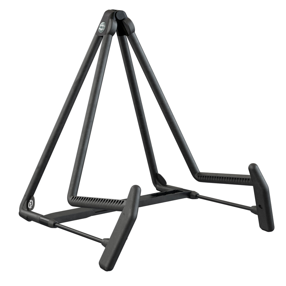 K&M 17580-Black Heli Acoustic Guitar Stand w/Crossbar