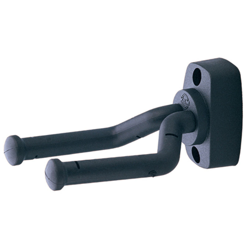 K&M 16280-Black Wall Mount Guitar Hook Front Facing Yoke