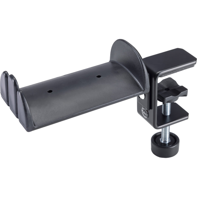 K&M 16090-Black 2-Headphone Holder with Table Clamp