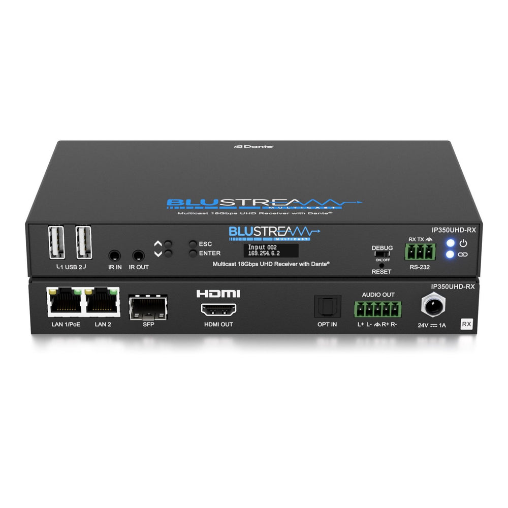 Blustream IP350UHD-RX 18Gbps AVoIP Receiver   w/Dante