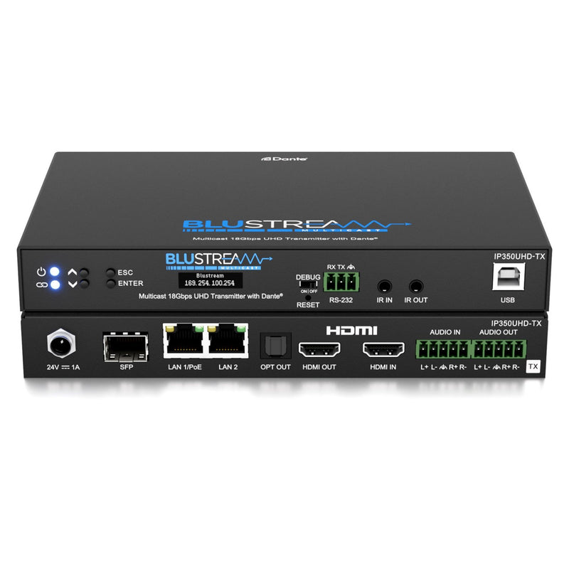 Blustream IP350UHD-TX 18Gbps AVoIP Transmitter   w/Dante