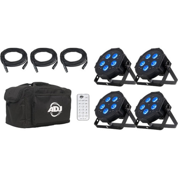 American DJ 4 Head Mega Hex Par Kit with 3 DMX Cables & Case