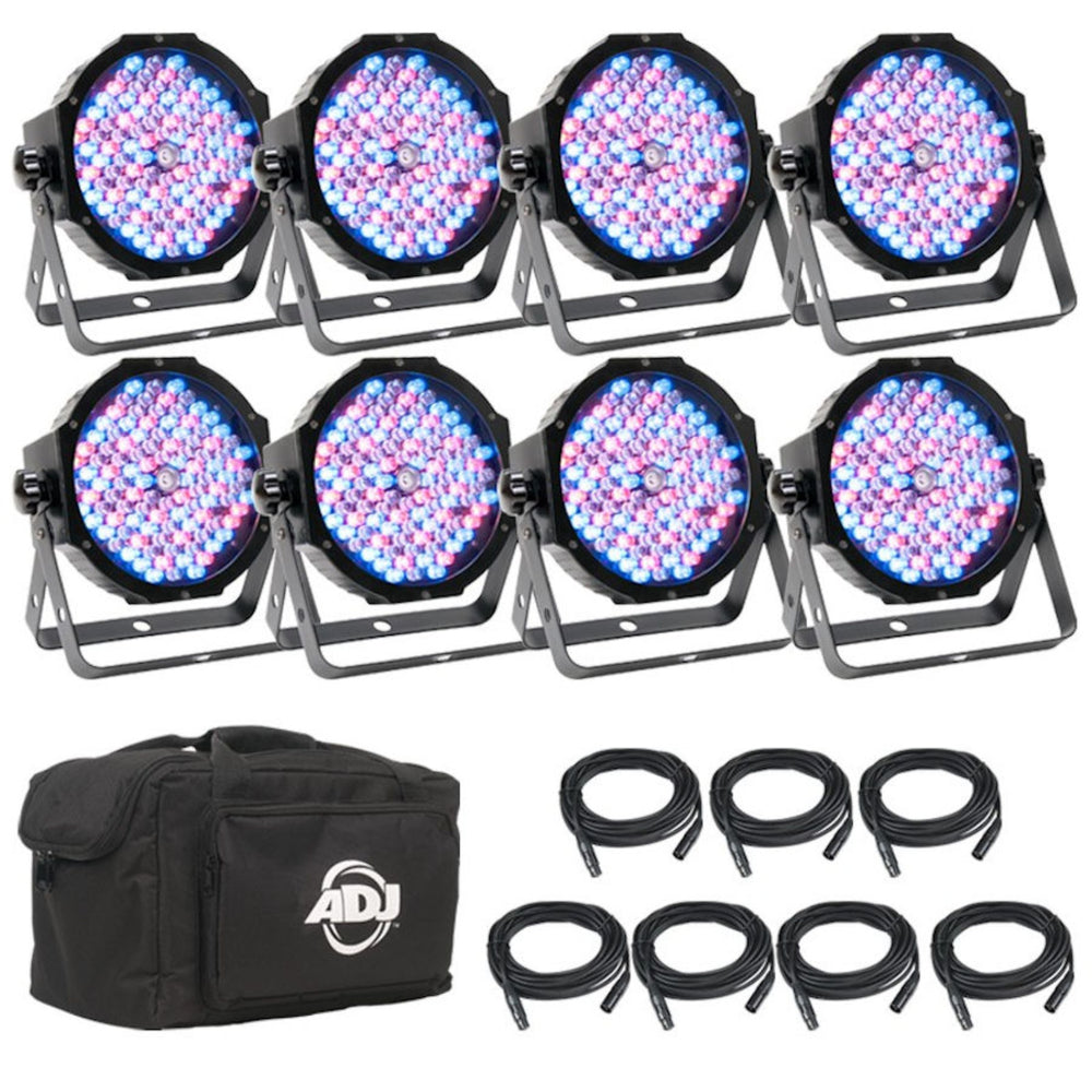 American DJ 8 Mega Par Profile Plus Kit with 7 DMX Cables &