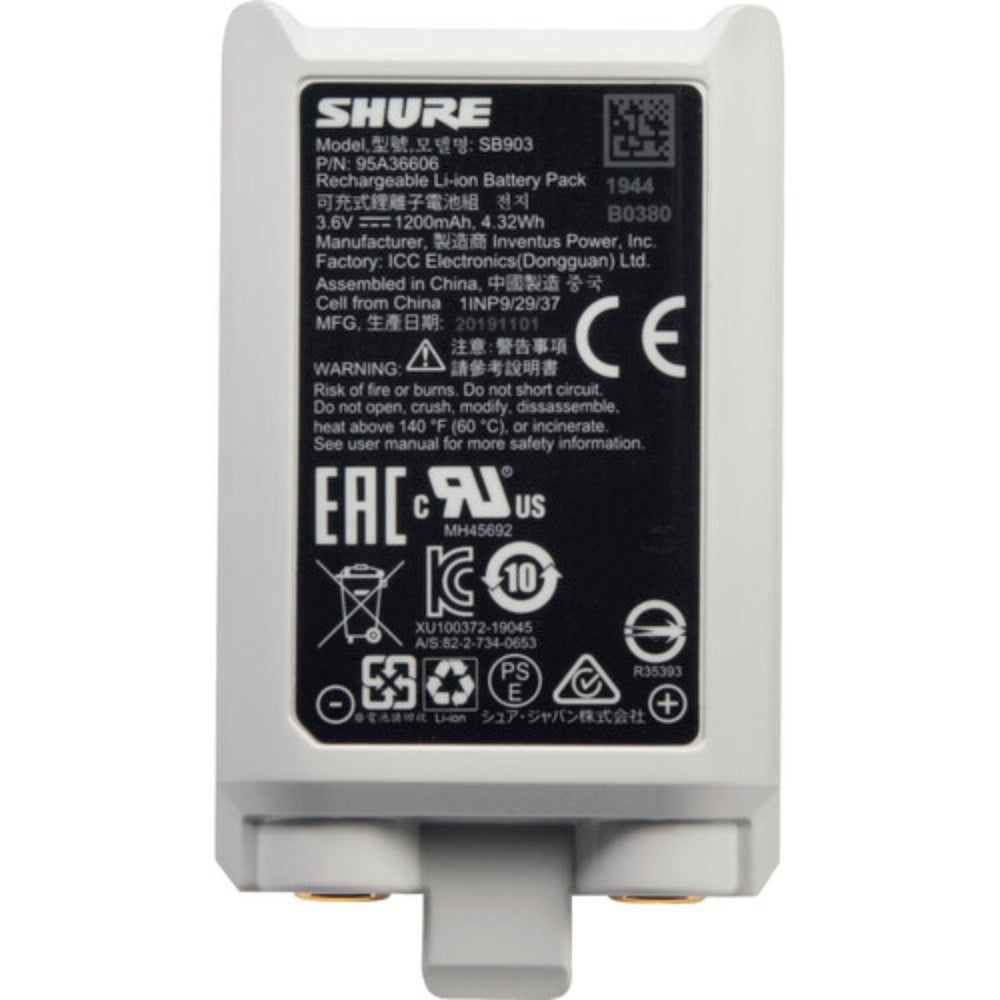 Shure SB903 Lithium-ion Battery For SLX-D Wireless Transmitt