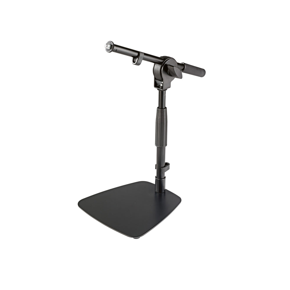 K&M 25995-Black Table Flat Base Mic Stand w/Telescopic Arm