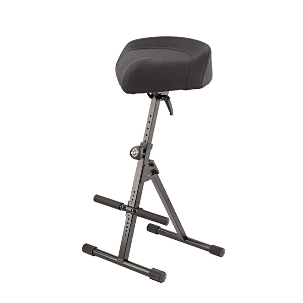 K&M 14044-Black Folding Adjustable Stool Fabric Saddle Seat